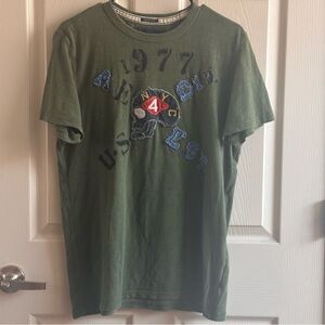 American Eagle Outfitters Y2K Olive Skull NYC Embroidery Graphic Tee Men’s Sz M